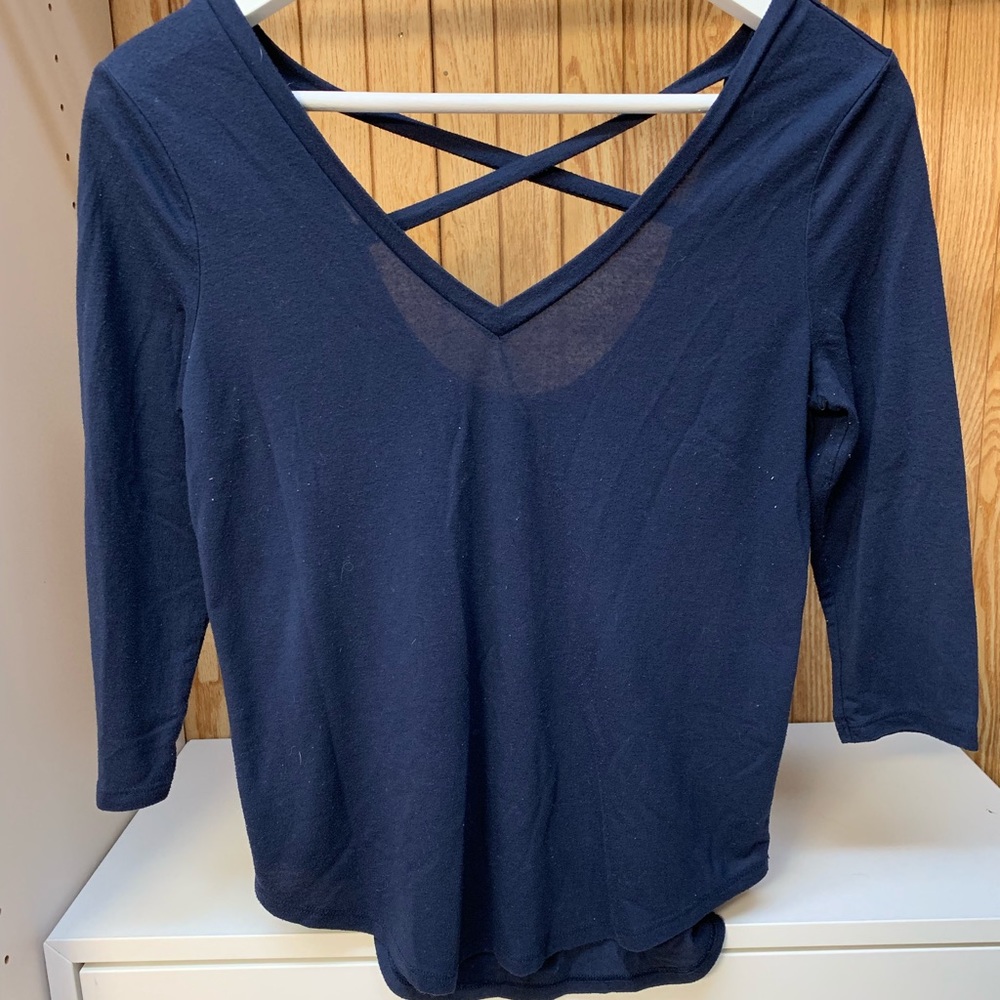 Navy Blue Cross back flowy top